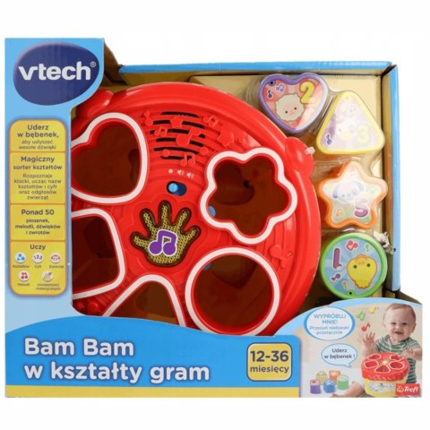 Bam bam w kształty gram bębenek sorter melodyjki klocki 12m+ Vtech 60670