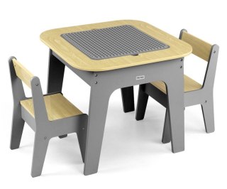 Milly Mally Zestaw mebli Olaf Blocks - Stolik i dwa krzesełka Dark Grey