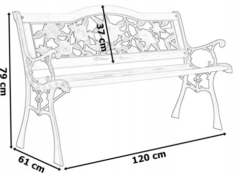 Ławka ogrodowa żeliwna RÓŻA
