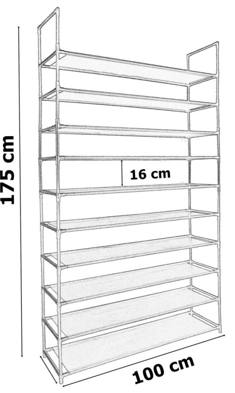 Półka na buty Mela - 50 par - szara