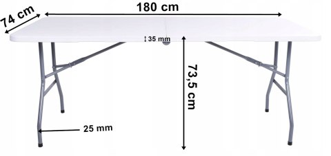 Stół cateringowy FETA WHITE składany w walizkę 180 cm biały