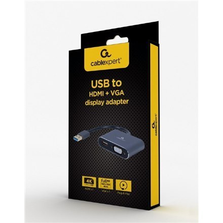 Adapter wideo Cablexpert | 15-pinowy HD D-Sub (HD-15) | 19-pinowy HDMI typ A | żeński | 9-pinowy USB typ A | męski | gwiezdna sz