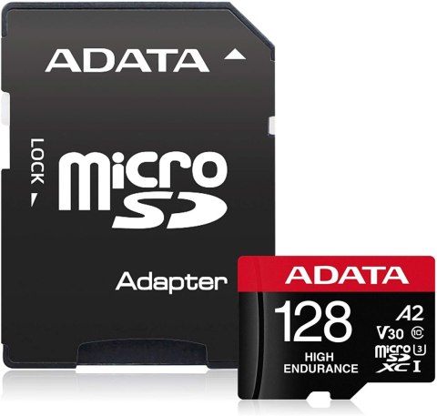 ADATA | AUSDX128GUI3V30SHA2-RA1 Karta pamięci | 128 GB | MicroSDXC | Pamięć flash klasy 10 | Adapter