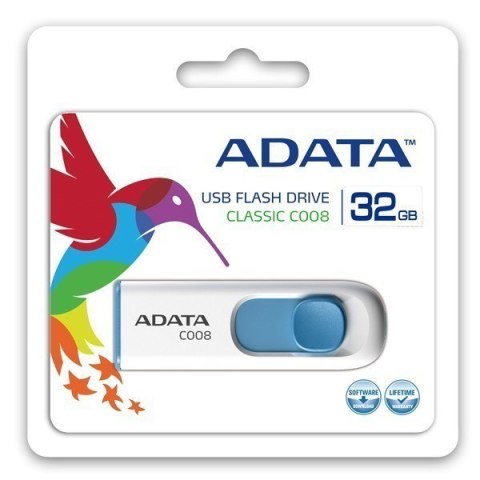 ADATA | C008 | 32 GB | USB 2.0 | Biały/Niebieski