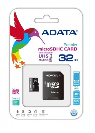 ADATA | Premier UHS-I | 32 GB | SDHC | Pamięć flash klasy 10 | Adapter SD