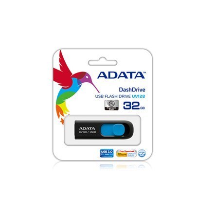 ADATA | UV128 | 128 GB | USB 3.0 | Czarny/Niebieski