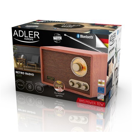 Adler | AD 1171 | 10 W | Brązowy | Retro Radio