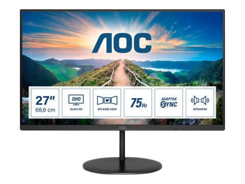 AOC | LCD Monitor | Q27V4EA | 27 " | IPS | QHD | 16:9 | 75 Hz | 4 ms | 2560 x 1440 | 250 cd/m² | Headphone out | HDMI ports quan