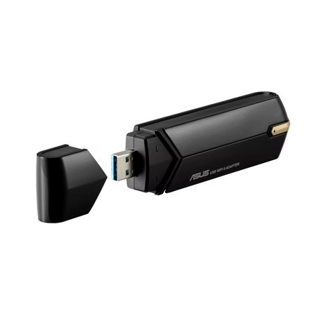 Asus | Dwuzakresowa sieć bezprzewodowa | USB-AX56 AX1800 (bez podstawki) | 802.11ax | 1201+574 Mbit/s | Mbit/s | Porty Ethernet