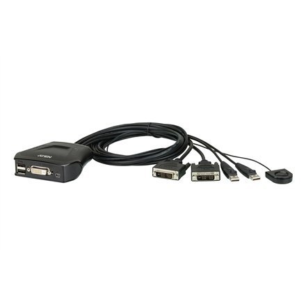 Aten 2-portowy przełącznik KVM USB DVI ze zdalnym wyborem portów Aten | Zdalny wybór portów | 2-portowy przełącznik KVM USB DVI