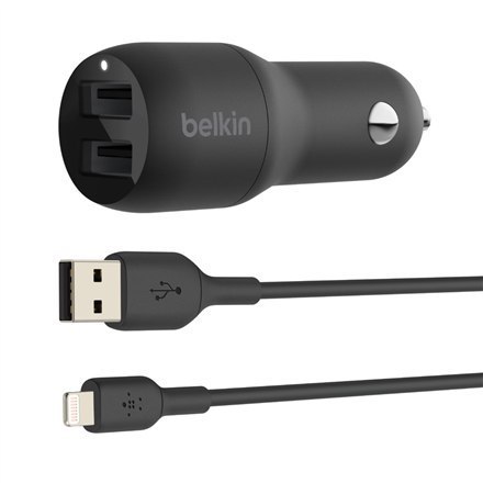 Belkin | BOOST CHARGE | Podwójna ładowarka samochodowa USB-A 24W + kabel USB-A do Lightning