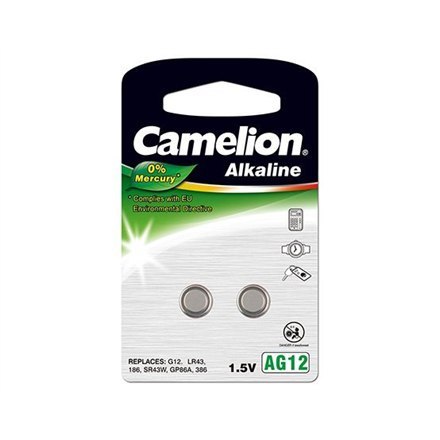 Camelion | AG12/LR43/LR1142/386 | Alkaliczna bateria guzikowa | 2 szt.