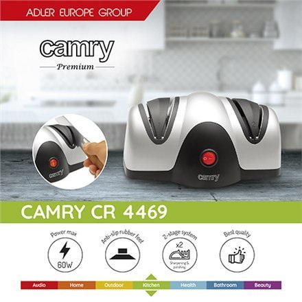 Camry | Ostrzałka do noży | CR 4469 | Czarna | Srebrna | 60 W