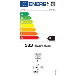 Candy | Chłodziarka do wina | CCVB 15/1 | Klasa efektywności energetycznej G | Wbudowana | Pojemność 7 butelek | Typ chłodzenia