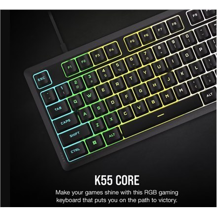 Corsair K55 CORE RGB | Klawiatura dla graczy | Przewodowa | NA | Czarna | USB 2.0 Typ-A