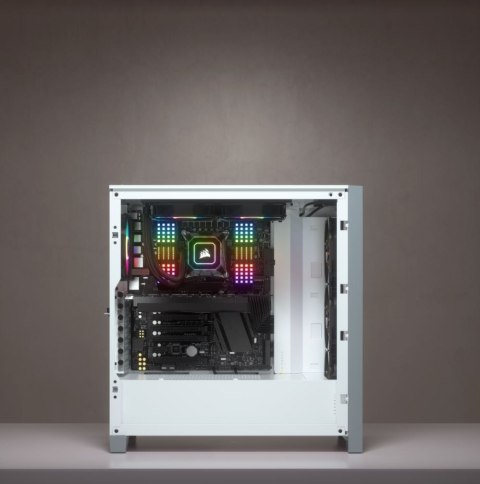 Corsair | Obudowa Mid-Tower ATX ze szkłem hartowanym | iCUE 4000X RGB | Okno boczne | Mid-Tower | Biały | Zasilacz w zestawie Ni