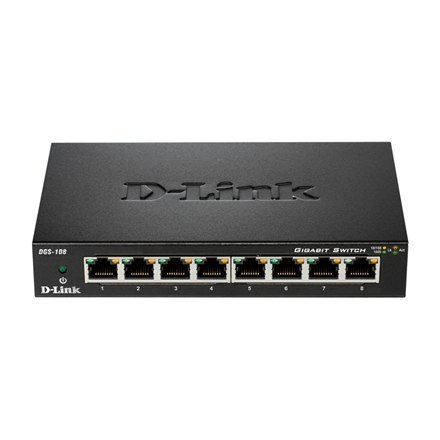 D-Link | Switch | DGS-108/E | Niezarządzany | Desktop | Ilość portów 10/100 Mbps (RJ-45) | Ilość portów 1 Gbps (RJ-45) 8 | Ilość