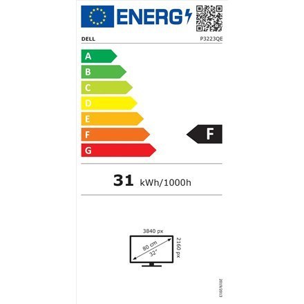 Dell | P3223QE | 31,5 " | IPS | 4H UHD | 16:9 | 8 ms | 350 cd/m² | Biały | Porty HDMI w ilości 1 | 60 Hz