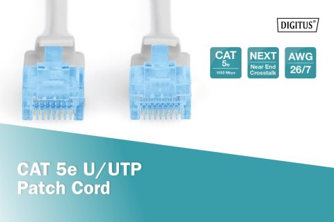 Digitus | CAT 5e | Kabel krosowy | Skrętka nieekranowana (UTP) | Męski | RJ-45 | Męski | RJ-45 | Szary | 0,5 m