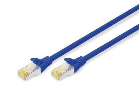 Digitus | CAT 6a | Kabel krosowy | Skrętka ekranowana (SFTP) | Męski | RJ-45 | Męski | RJ-45 | Niebieski | 0,5 m