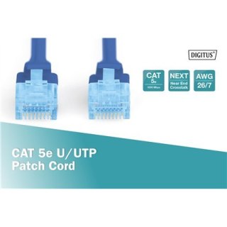 Digitus | Kabel patch | Kat. 5e | Pantoflowy (UTP) | Męski RJ-45 | Męski RJ-45 | Niebieski | 3 m