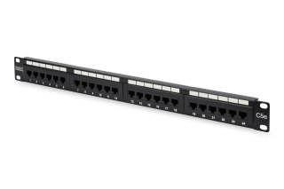 Digitus | Patch Panel | DN-91524U | Czarny | Kategoria: CAT 5e; Porty: 24 x RJ45; Wytrzymałość: 7,7 kg; Siła wkładania: 30N max