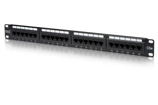 Digitus | Patch Panel | DN-91524U | Czarny | Kategoria: CAT 5e; Porty: 24 x RJ45; Wytrzymałość: 7,7 kg; Siła wkładania: 30N max