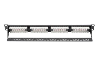 Digitus | Patch Panel | DN-91624U | Czarny | Kategoria: CAT 6; Porty: 24 x RJ45; Siła mocowania: 7,7 kg; Siła wkładania: maks. 3