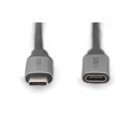 Digitus | Przedłużacz USB | Żeńskie | 24-pinowe USB-C | Męskie | Czarne | 24-pinowe USB-C | 1 m