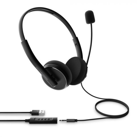 Energy Sistem Headset Office 2+ Black, USB and 3.5 mm plug, volume control, retractable boom mic. Energy Sistem | Headset Office