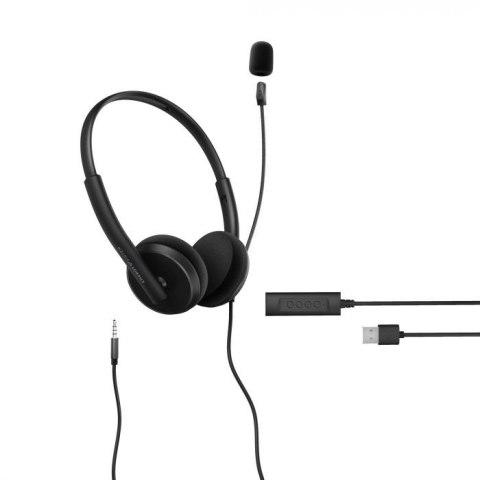 Energy Sistem Headset Office 2+ Black, USB and 3.5 mm plug, volume control, retractable boom mic. Energy Sistem | Headset Office