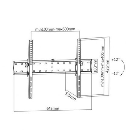 Gembird | Uchwyt ścienny | Uchylny | 37-70 " | Maksymalna waga (udźwig) 40 kg | Czarny