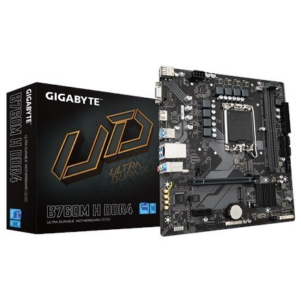 Gigabyte | B760M H DDR4 1.0 M/B | Rodzina procesorów Intel | Gniazdo procesora LGA1700 | DDR4 DIMM | Gniazda pamięci 2 | Obsługi