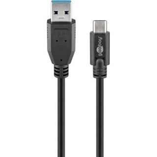 Goobay | Kabel USB-C | Męski | 24-pinowy USB-C | Męski | Czarny | 9-pinowy USB Typ A | 0,5 m