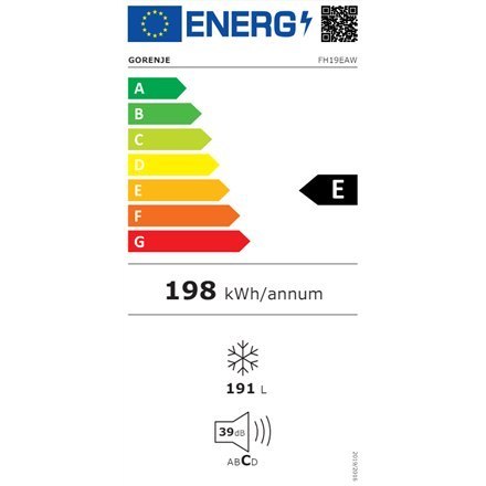 Gorenje Freezer FH19EAW, Energy efficiency class E, Chest, Free standing, Height 85.3 cm, Total net capacity 191 L, White