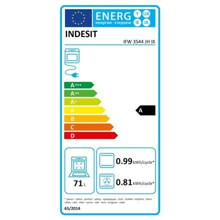 INDESIT | IFW 3544 JH IX | Piekarnik | 71 L | Elektryczny | Higrologiczny | Elektroniczny | Wysokość 59.5 cm | Szerokość 59.5 cm