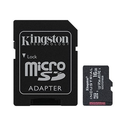 Kingston | UHS-I | 16 GB | Karta przemysłowa microSDHC/SDXC | Klasa pamięci flash Class 10, UHS-I, U3, V30, A1 | Adapter SD