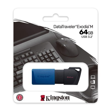 Kingston | USB 3.2 Flash Drive | DataTraveler Exodia M | 64 GB | USB 3.2 | Czarny/Niebieski