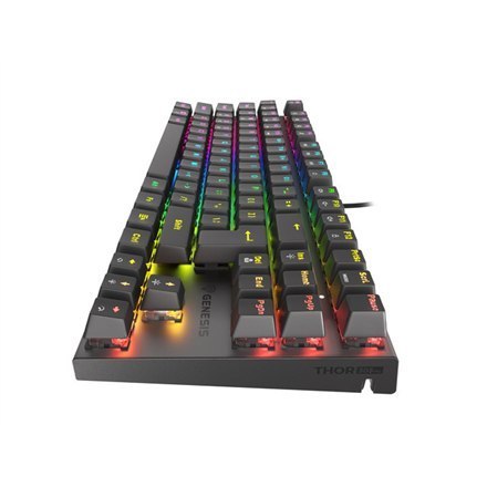 Klawiatura Mechaniczna do Gry Genesis THOR 303 TKL z Podświetleniem RGB LED, Klawiatura Gamingowa, Layout US, Kolor Czarny, Prze