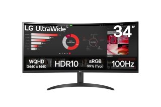 LG 34WR50QK-B | 34 " | VA | QHD | 21:9 | 100 Hz | 5 ms | 3440 x 1440 pixels | 240 cd/m² | HDMI ports quantity 2