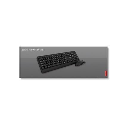 Lenovo | 160 Combo | Klawiatura | Przewodowa | Mysz w zestawie | US | Czarny | USB-A 2.0