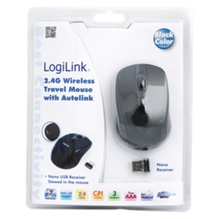 Logilink | 2.4GH bezprzewodowa mini mysz z autolink | Maus optisch Funk 2.4 GHz | bezprzewodowa | czarna