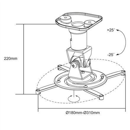 Logilink BP0003 Mocowanie projektora, sufit, uniwersalne, 220 mm, biały