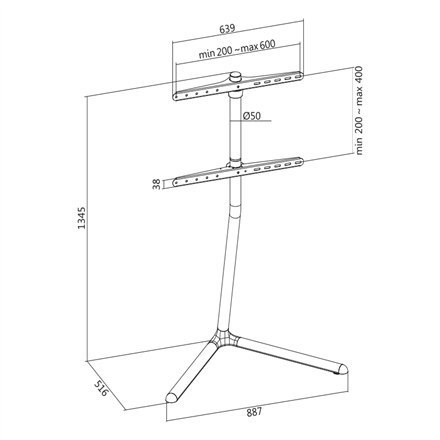 Logilink | Stojak podłogowy | BP0079 | Uchwyt | 49-70 " | Maksymalna waga (udźwig) 40 kg | Czarny