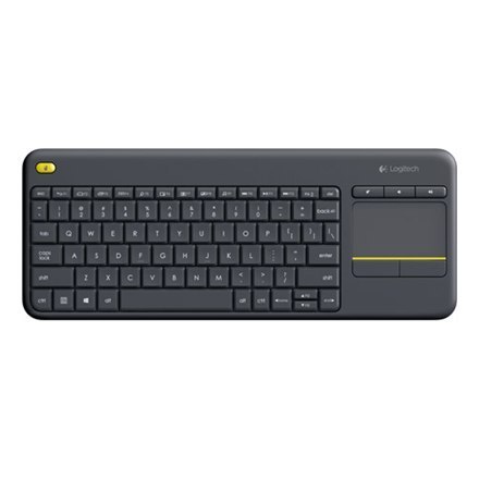 Logitech | K400 Plus | Klawiatura z gładzikiem | Bezprzewodowa | NL | Czarna | Port USB | 380 g