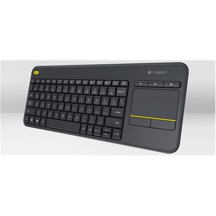 Logitech | K400 Plus | Klawiatura z gładzikiem | Bezprzewodowa | NL | Czarna | Port USB | 380 g