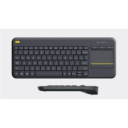 Logitech | K400 Plus | Klawiatura z gładzikiem | Bezprzewodowa | NL | Czarna | Port USB | 380 g