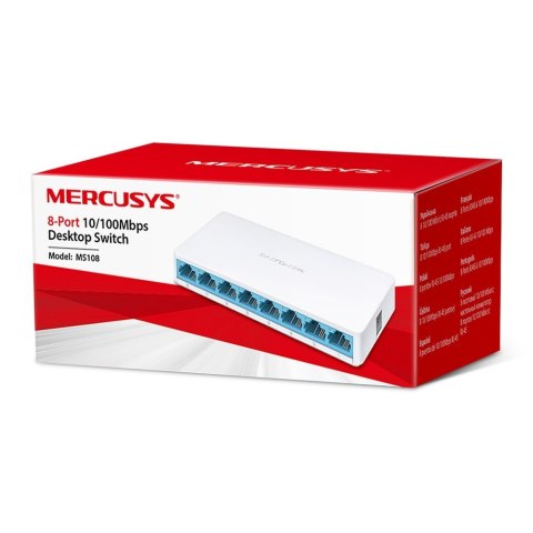 Mercusys | Switch | MS108 | Niezarządzany | Desktop | Ilość portów 10/100 Mbps (RJ-45) 8 | Ilość portów 1 Gbps (RJ-45) | Ilość p