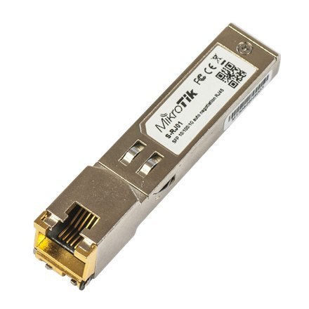 MikroTik | S-RJ01 | SFP | Miedź | RJ-45 | 10/100/1000 Mbit/s | Maksymalna odległość transferu 100 m | Temperatura 0 do +85C