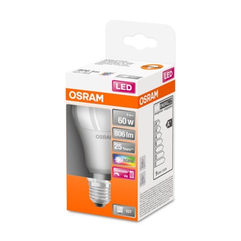 Osram | LED Star+ Classic A RGBW FR 60 ściemnialna żarówka 9W/827 E27 z pilotem | 9 W | RGBW